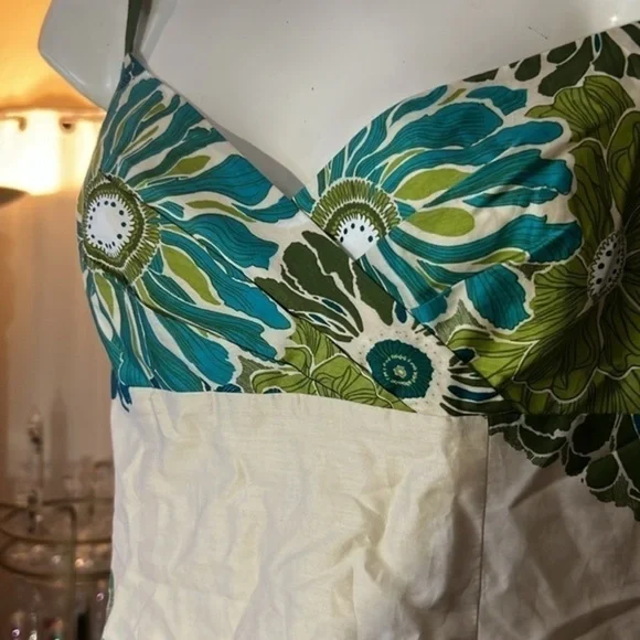 Ann Taylor blue, green and white floral dress, size 8P - Picture 4 of 9